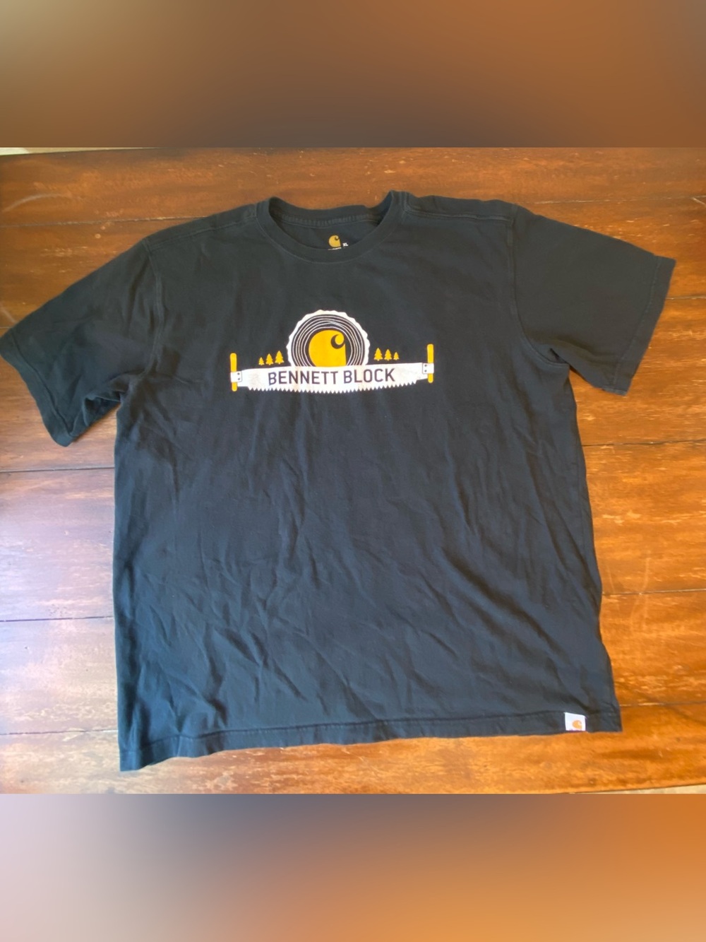 Mens XL Relaxed Carhartt Black Short Sleeve Bennett Block Work Tee